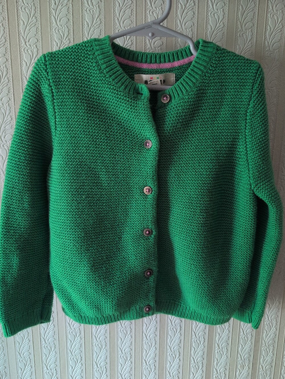Mini Boden Green Knit Cardigan Button Size 5-6Y